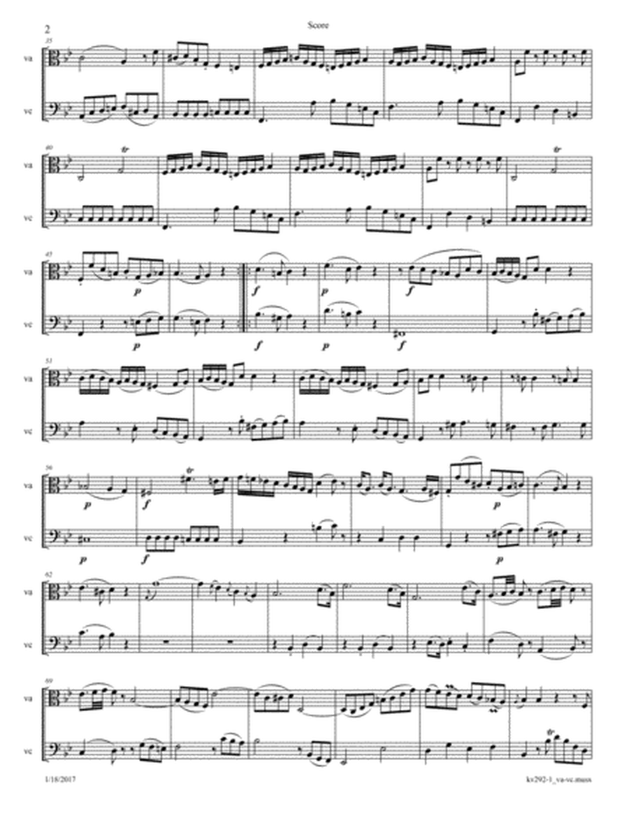 Mozart: Sonata for Bassoon and Cello K 292 Mvt 1 arranged for Viola and Cello image number null