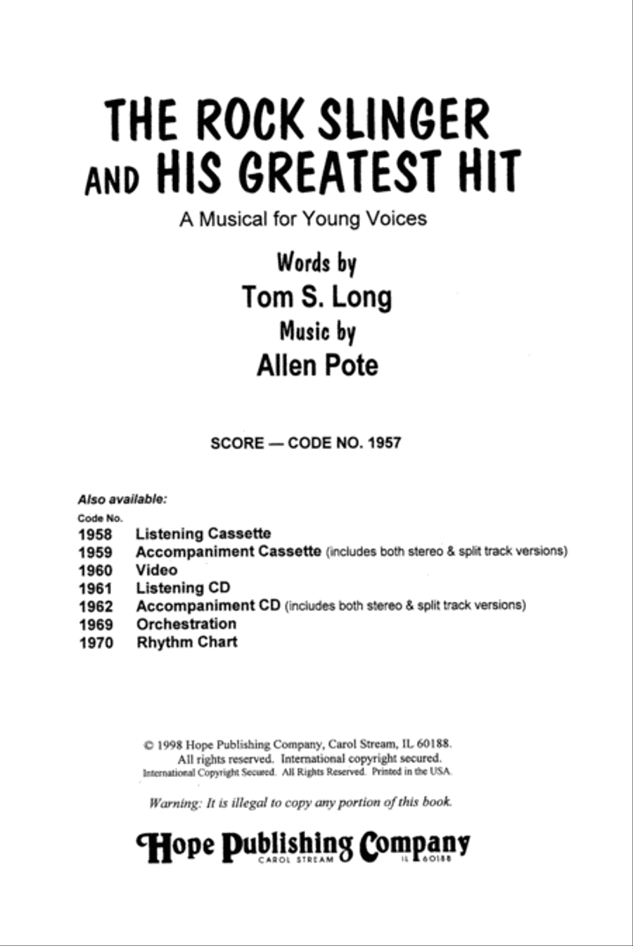 The Rock Slinger and His Greatest Hit Unison Choir scores gallery preview page 3