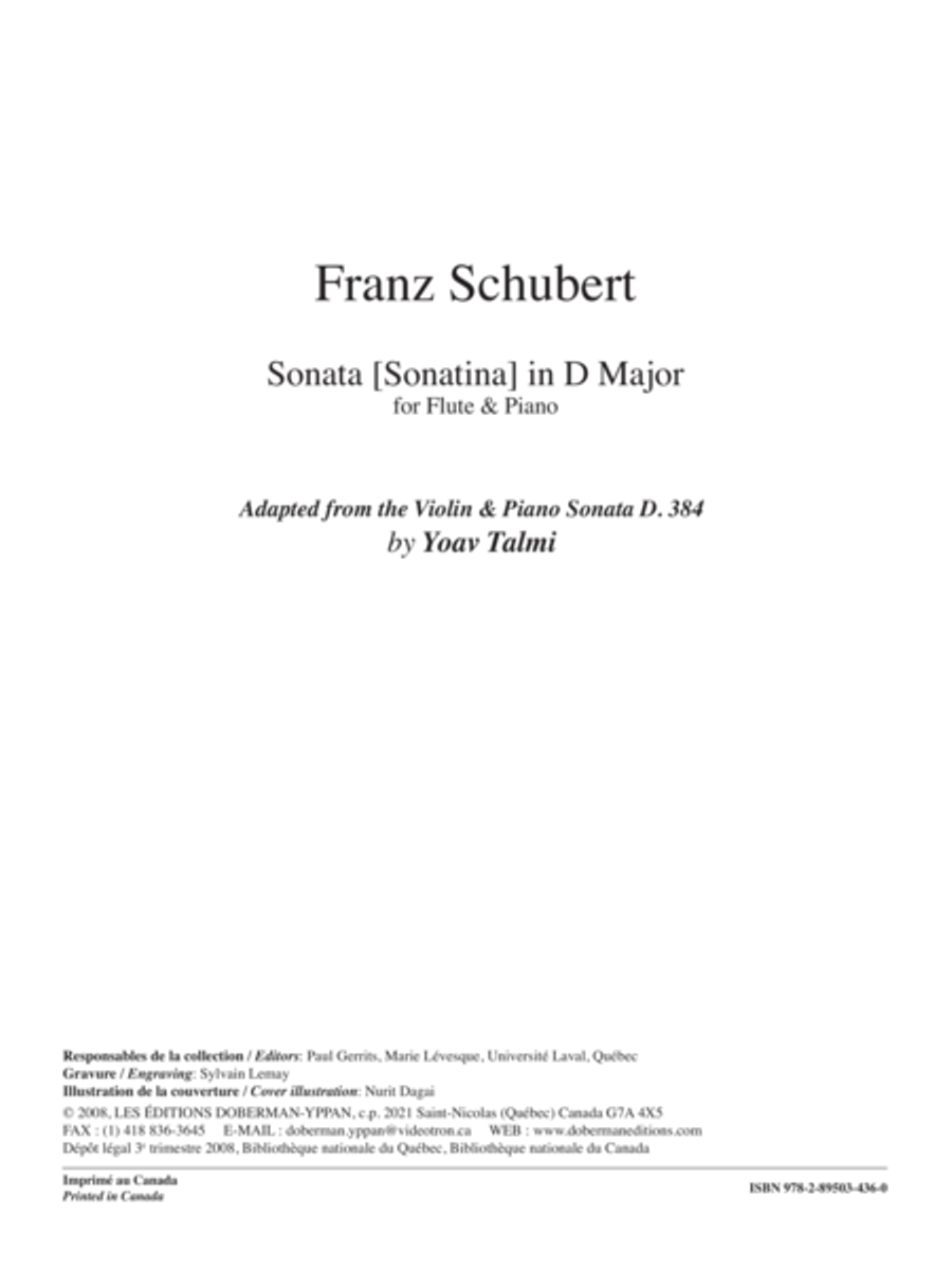 Sonata in D Major Flute Solo scores gallery preview page 1