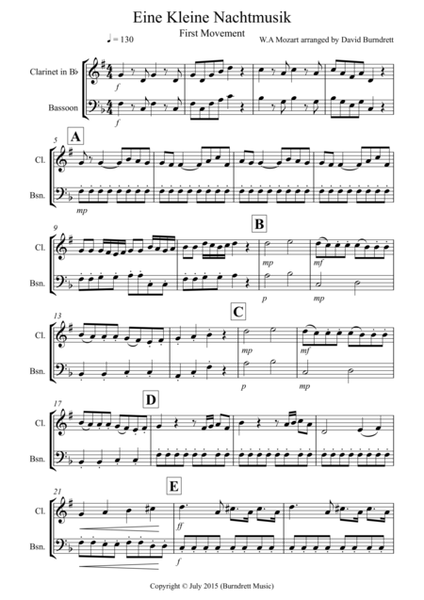 Eine Kleine Nachtmusik (1st movement) for Clarinet and Bassoon Duet image number null
