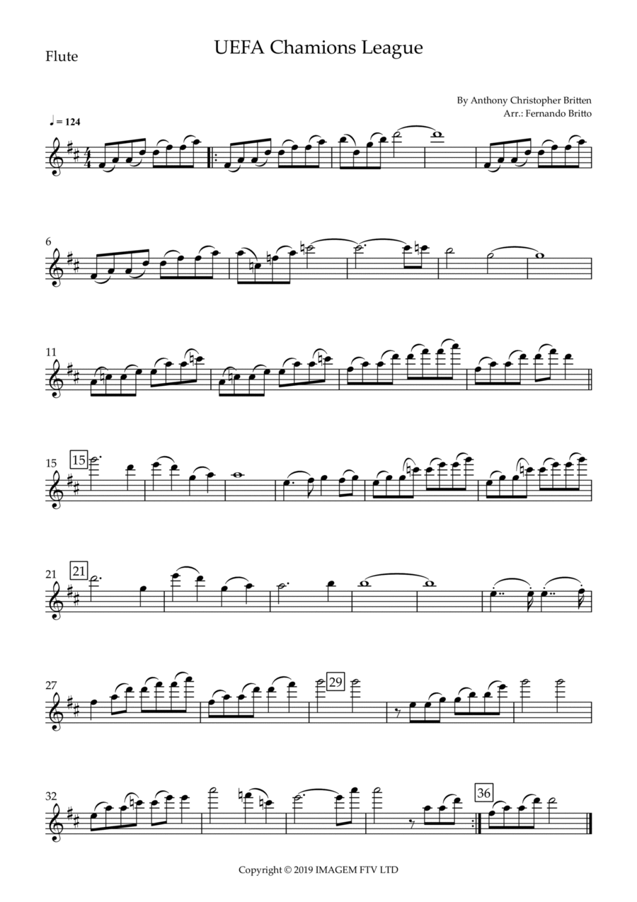 Uefa Champions League Team Flute Solo scores gallery preview page 1