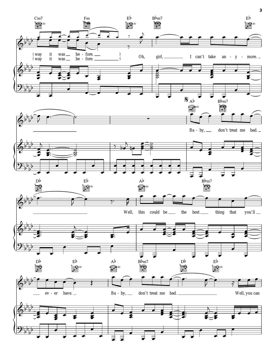 Don't Treat Me Bad Don't Treat Me Bad Piano, Vocal, Guitar scores gallery preview page 3