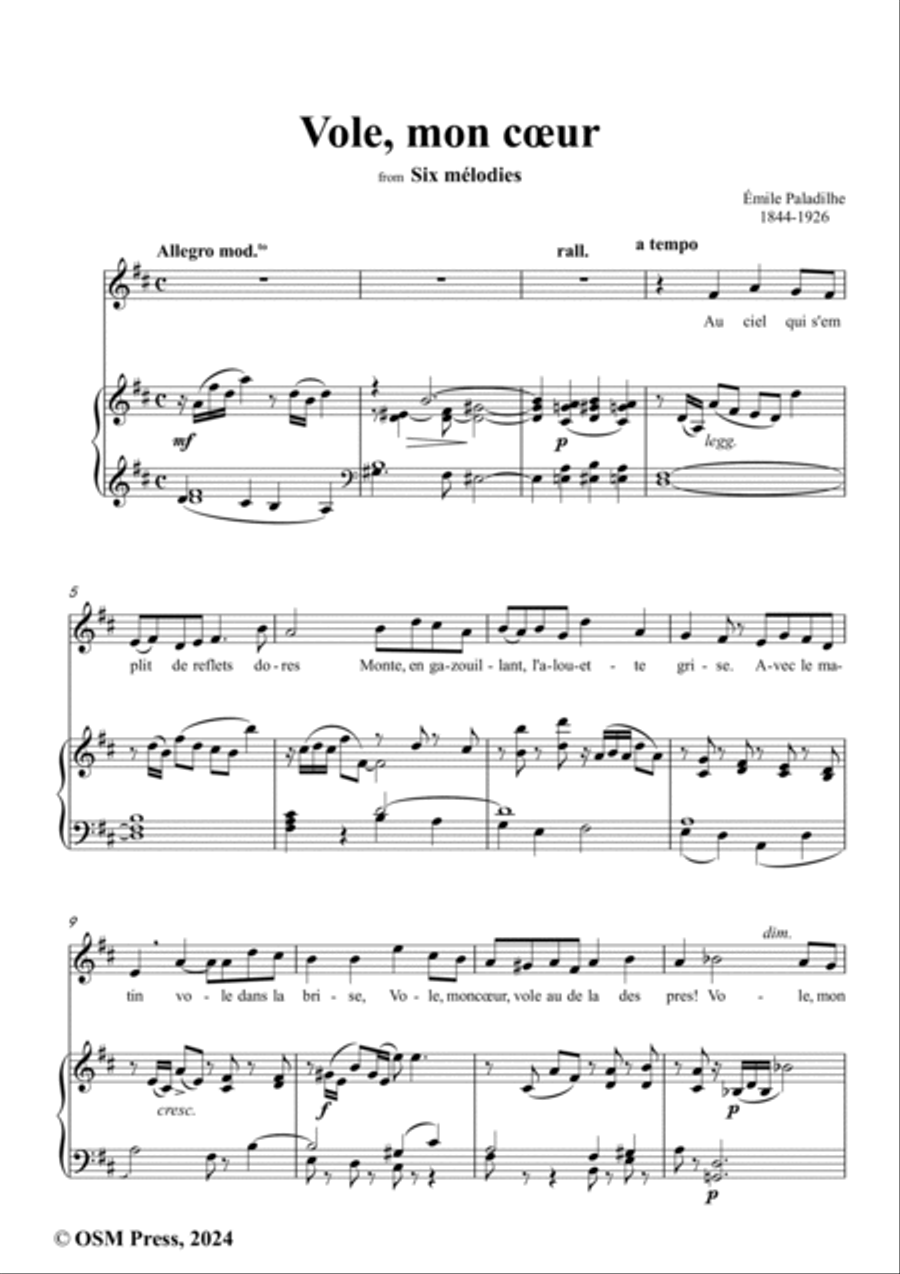 Paladilhe-Vole,mon cœur,in D Major Voice scores gallery preview page 2