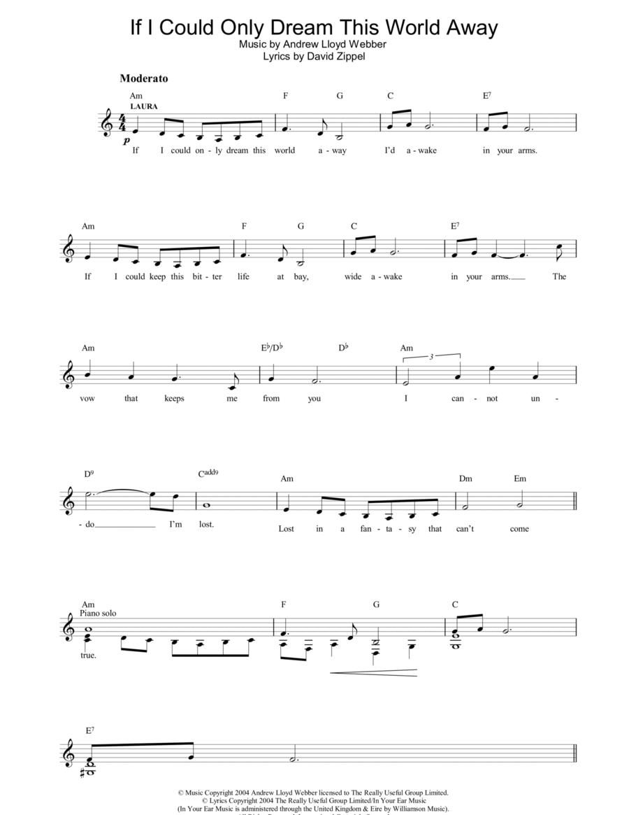 If I Could Only Dream This World Away (from The Woman In White) Piano scores gallery preview page 1