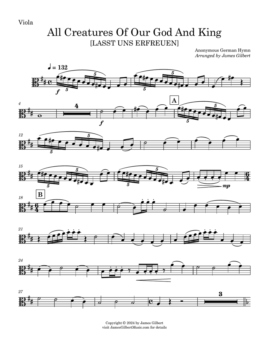 All Creatures Of Our God And King String Quartet scores gallery preview page 1