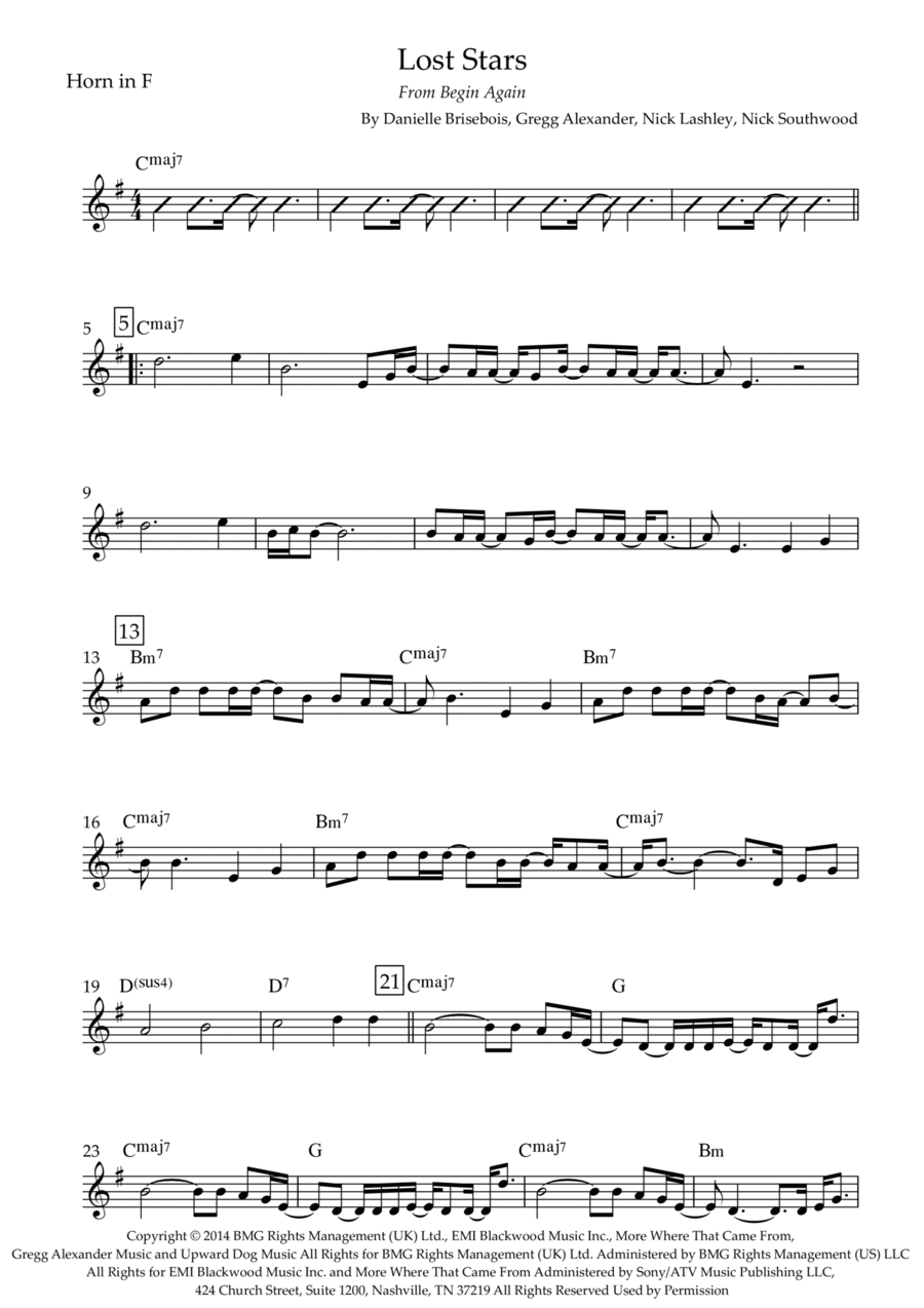 Lost Stars Horn Solo scores gallery preview page 1