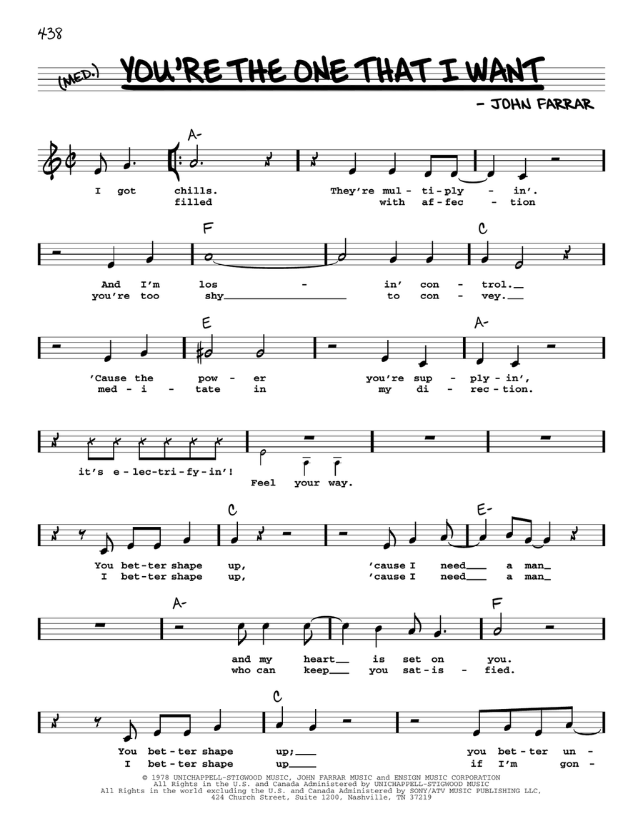 You're The One That I Want Voice scores gallery preview page 1
