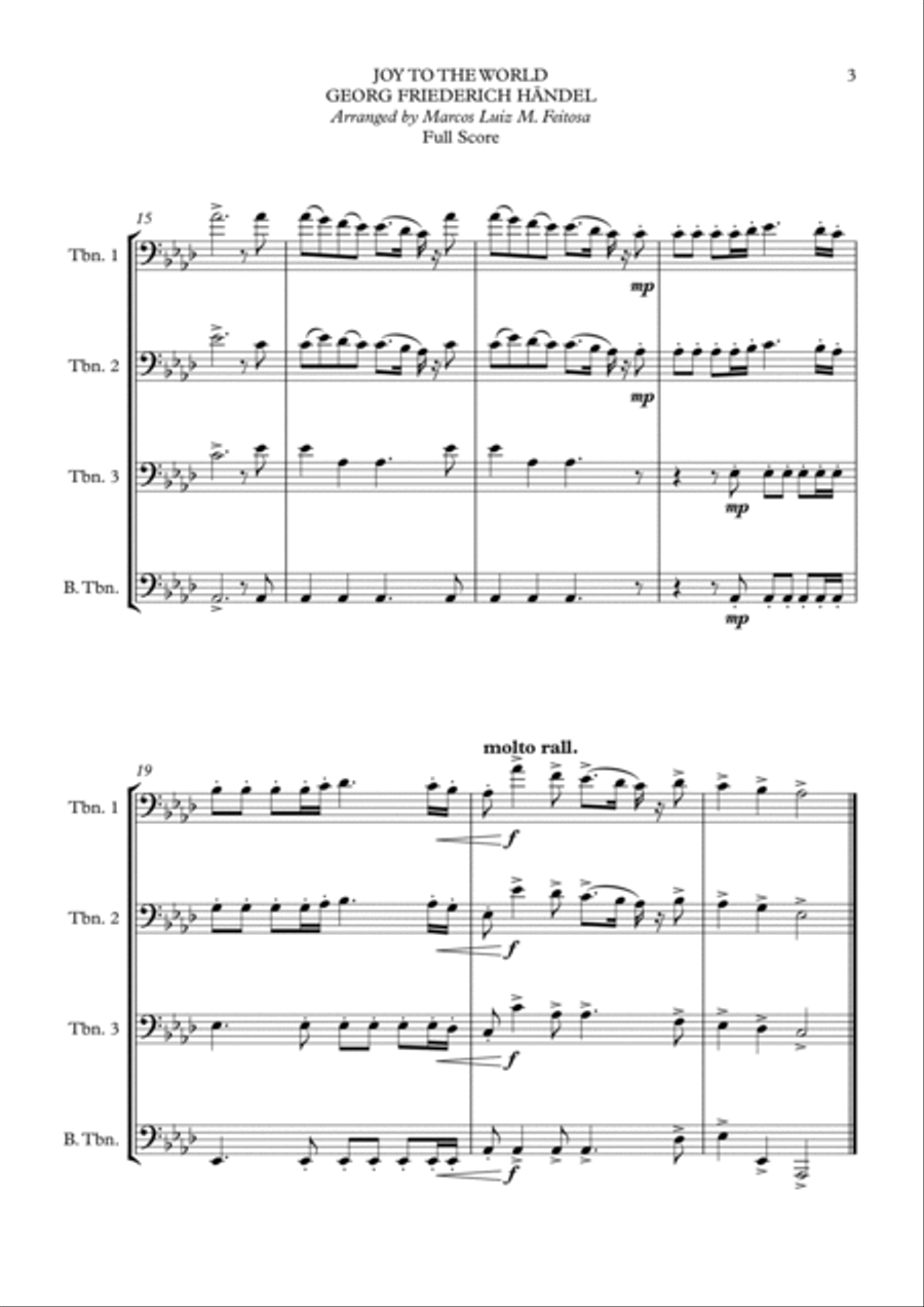 Joy To The World (Cantai Que o Salvador Chegou) - Trombone Quartet Trombone Quartet scores gallery preview page 5