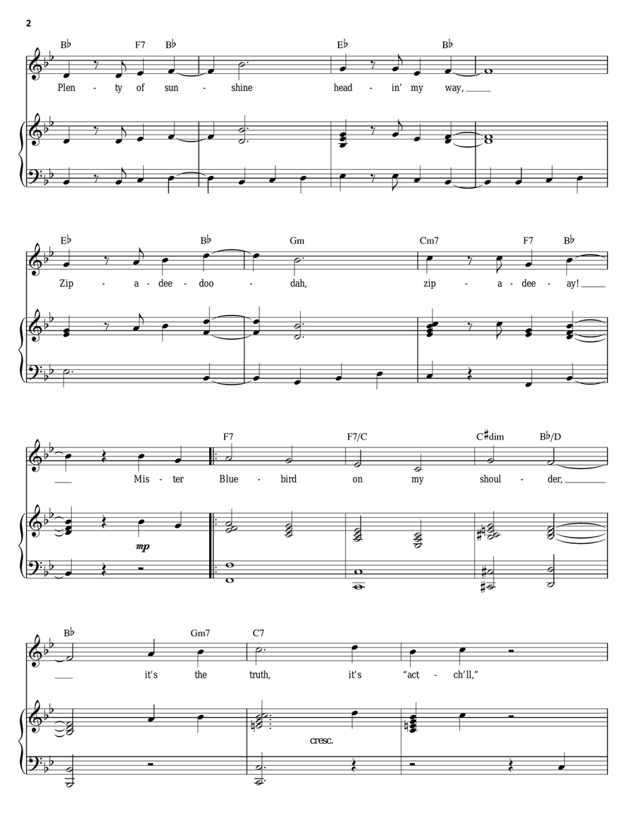 Zip-A-Dee-Doo-Dah (from Song Of The South) Piano, Vocal scores gallery preview page 2