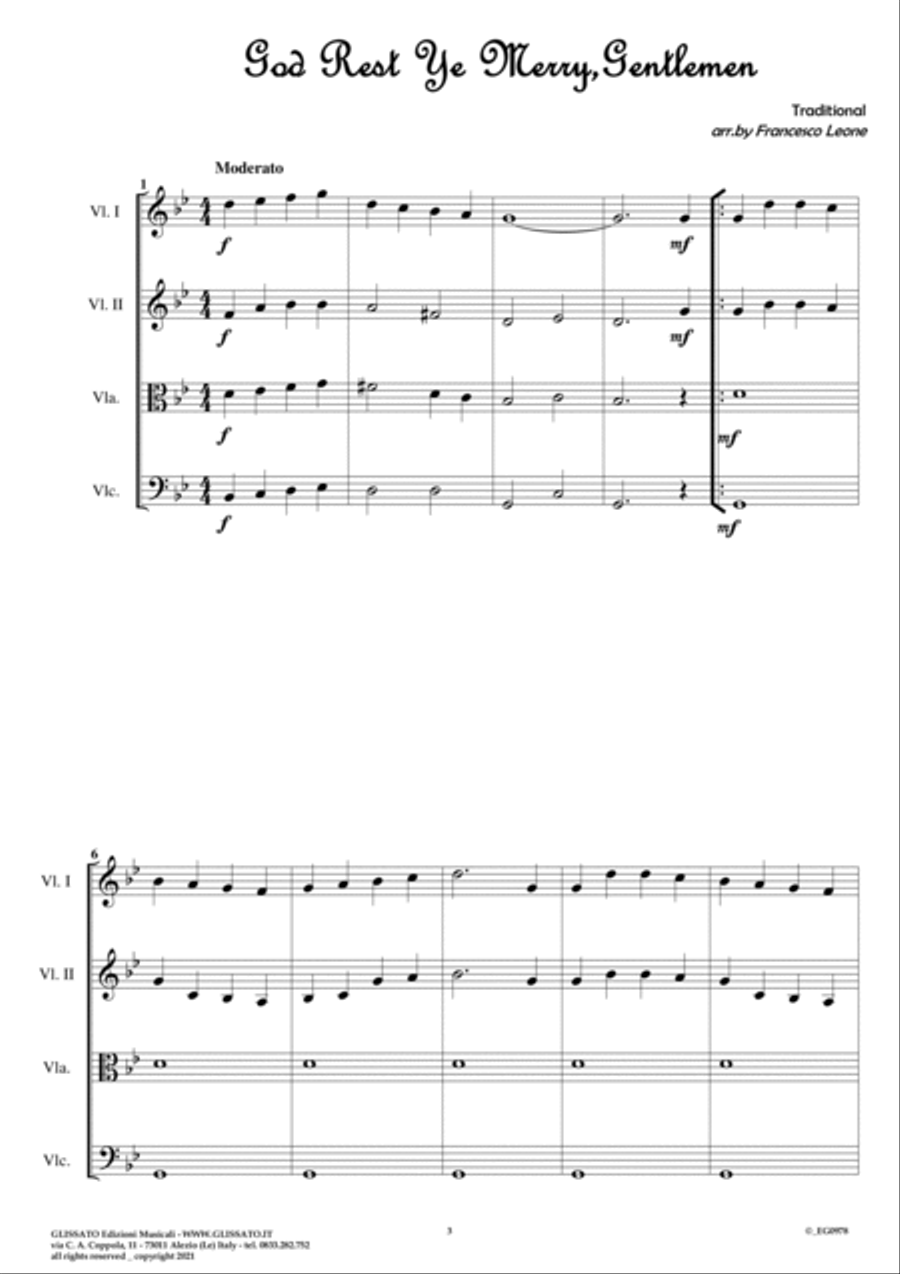 10 easy Christmas Tunes for String Quartet (score) image number null