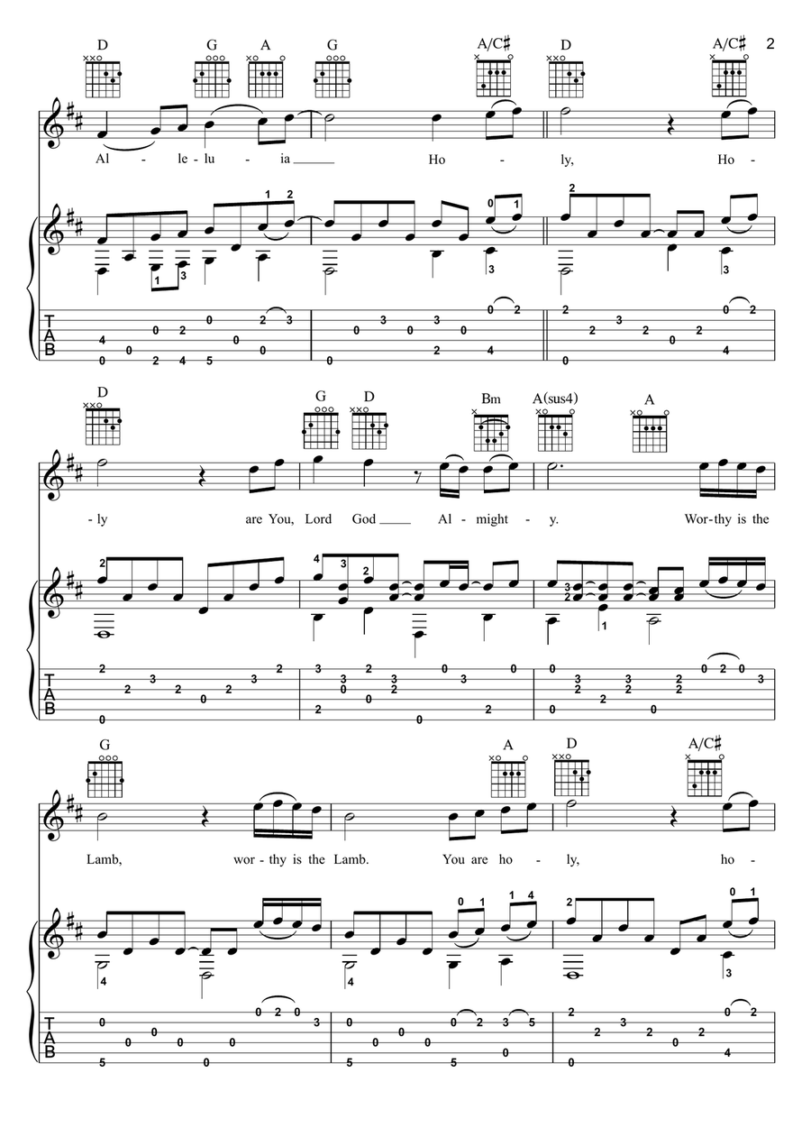 Agnus Dei Guitar Tablature scores gallery preview page 2