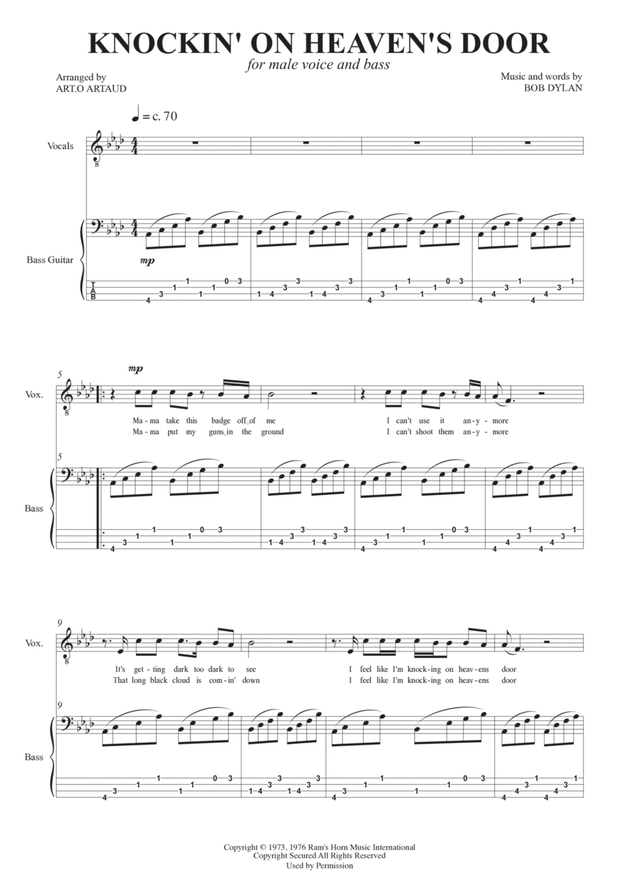 Knockin' On Heaven's Door Chamber Music scores gallery preview page 1