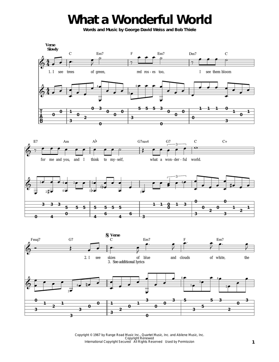 What A Wonderful World Acoustic Guitar scores gallery preview page 1