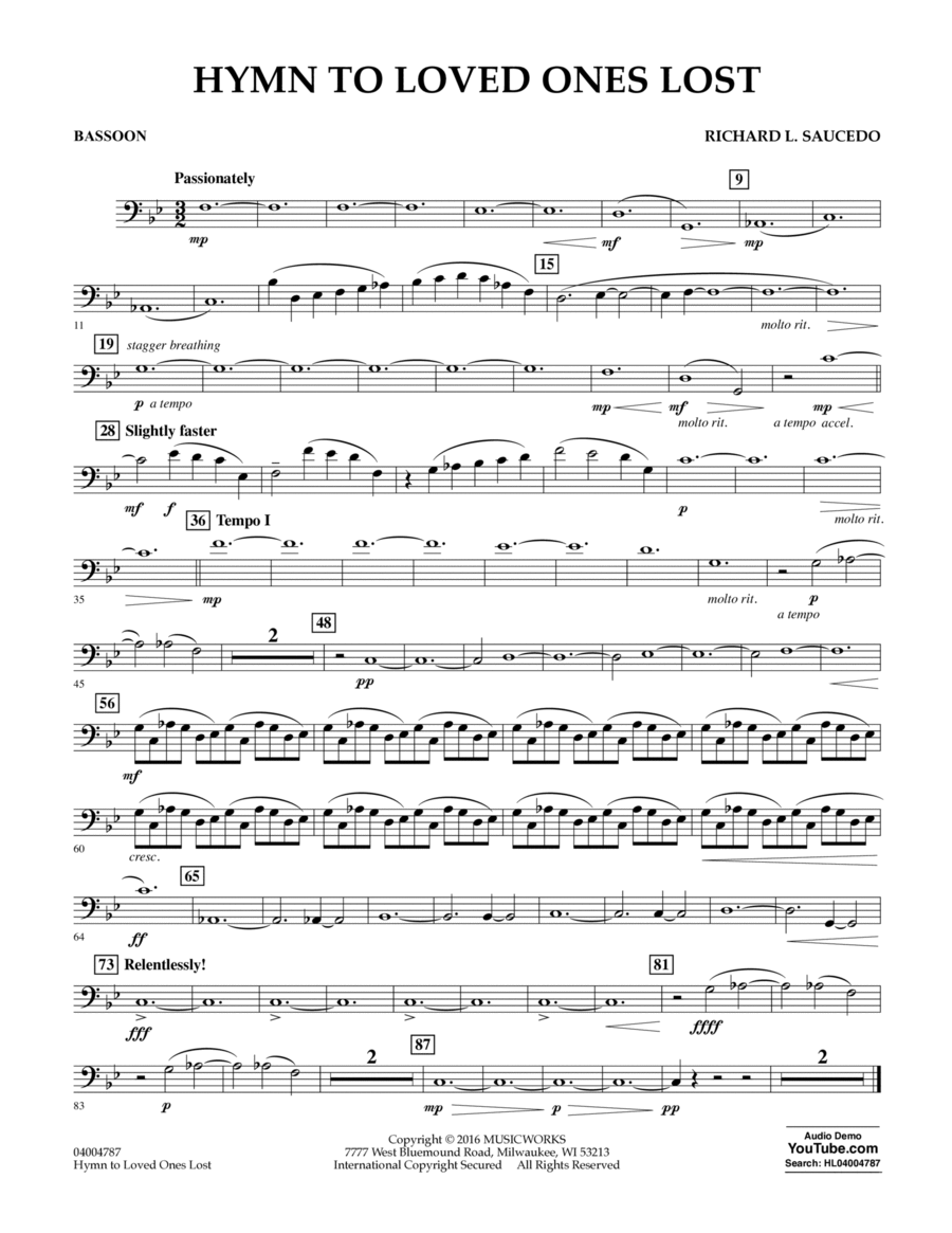 Hymn to Loved Ones Lost - Bassoon