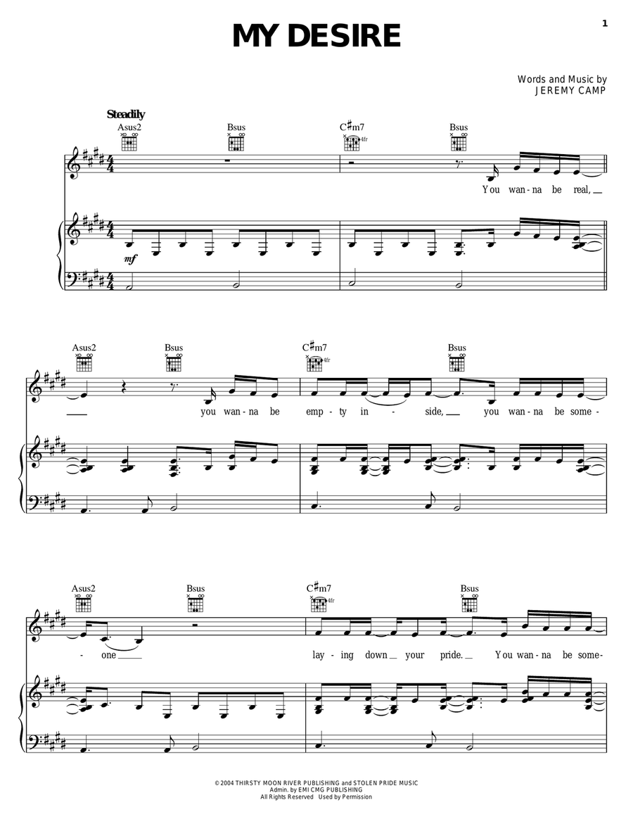 My Desire Piano, Vocal, Guitar scores gallery preview page 1