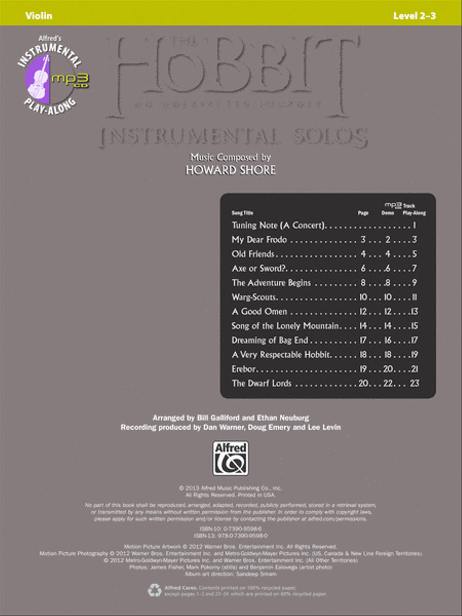 The Hobbit -- An Unexpected Journey Instrumental Solos for Strings String Orchestra scores gallery preview page 2