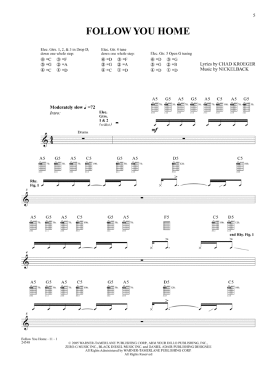 Follow You Home Guitar Tablature scores gallery preview page 1