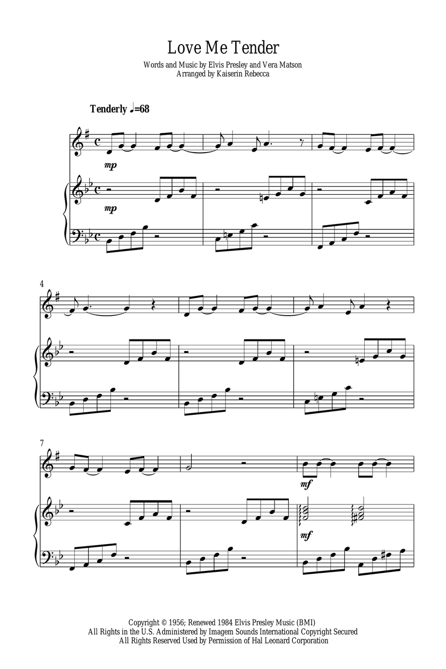 Love Me Tender Alto Saxophone scores gallery preview page 1