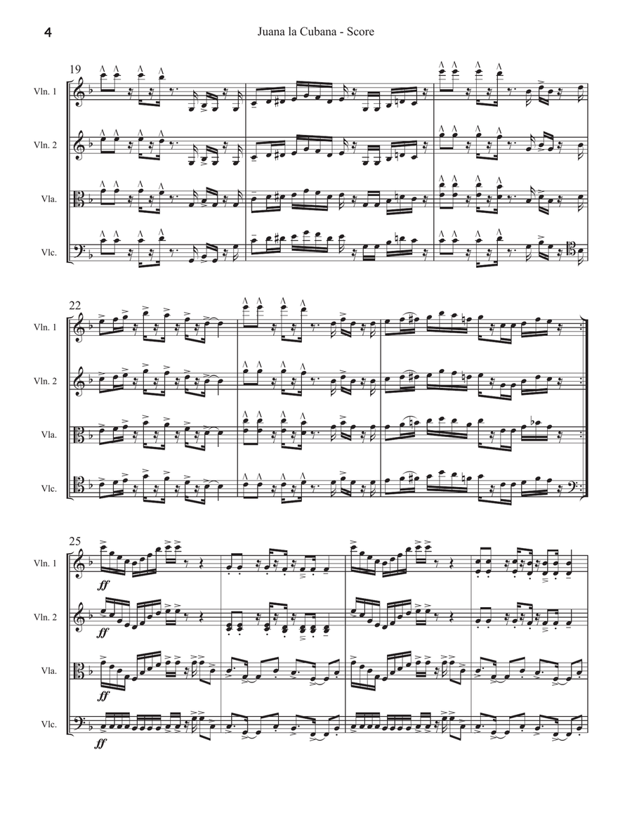 Juana La Cubana String Quartet scores gallery preview page 4