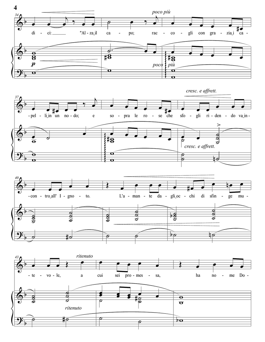 TOSTI: Che dici, o parola del Saggio? (transposed to D minor) Piano, Vocal scores gallery preview page 5