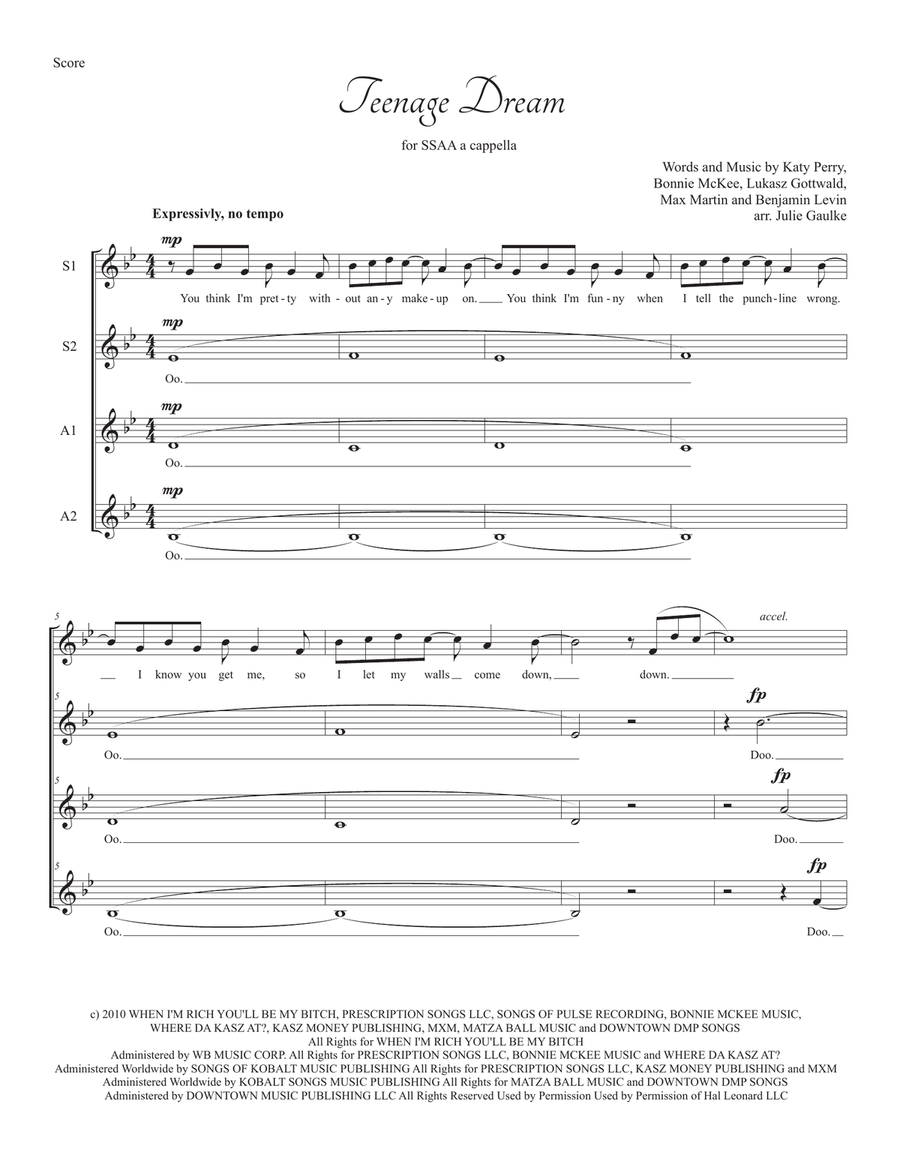 Teenage Dream SSAA scores gallery preview page 1
