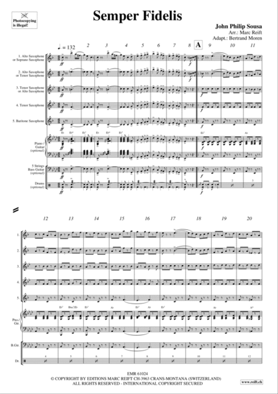 Semper Fidelis Saxophone Quintet scores gallery preview page 3