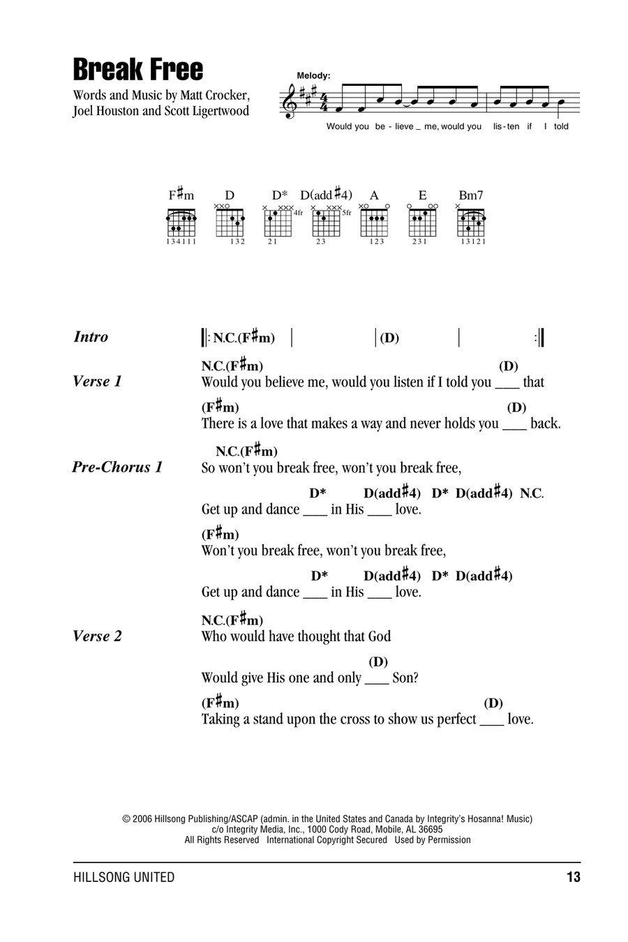 Break Free Acoustic Guitar scores gallery preview page 1