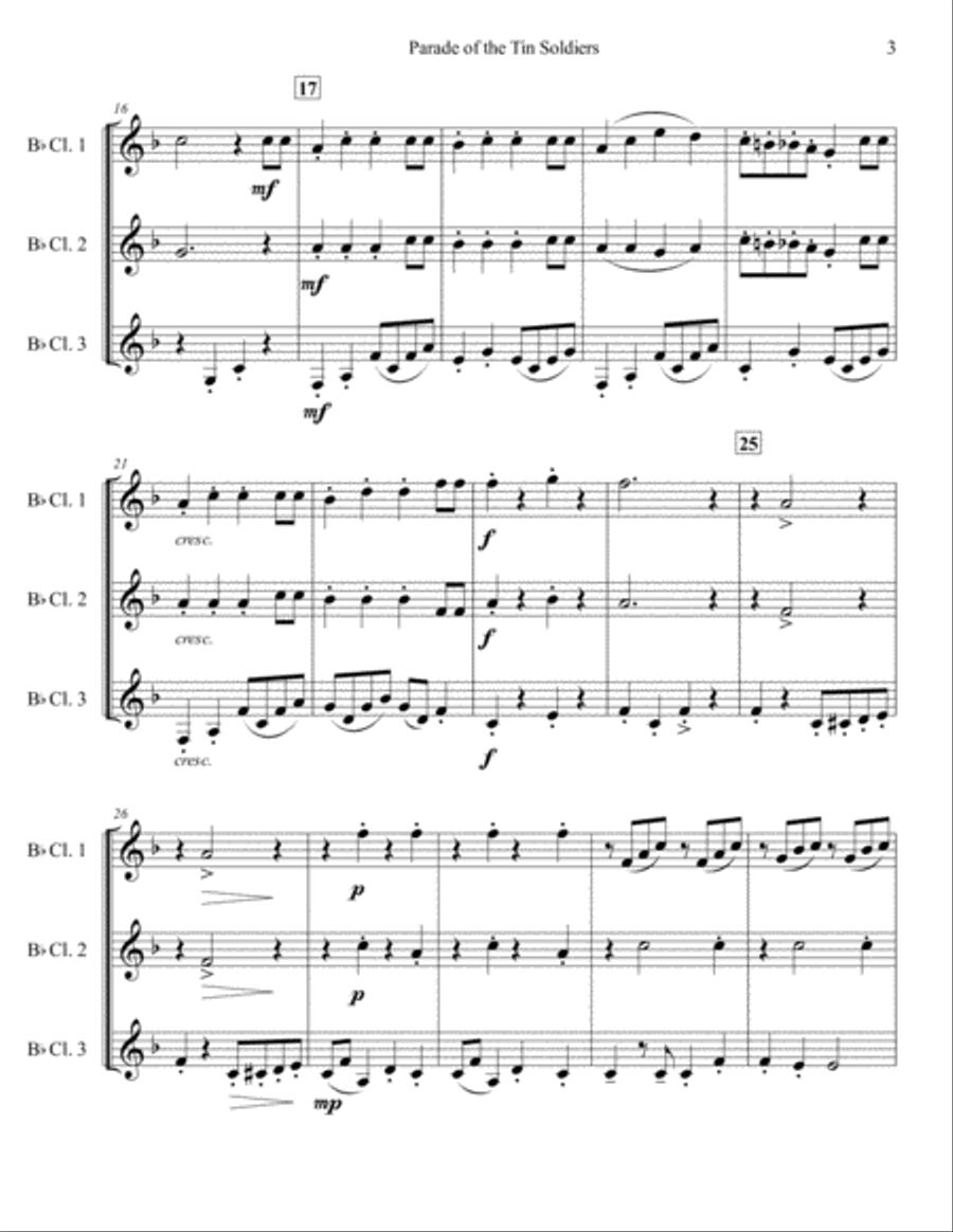 Parade of the Tin Soldiers for Three Clarinets Woodwind Trio scores gallery preview page 3