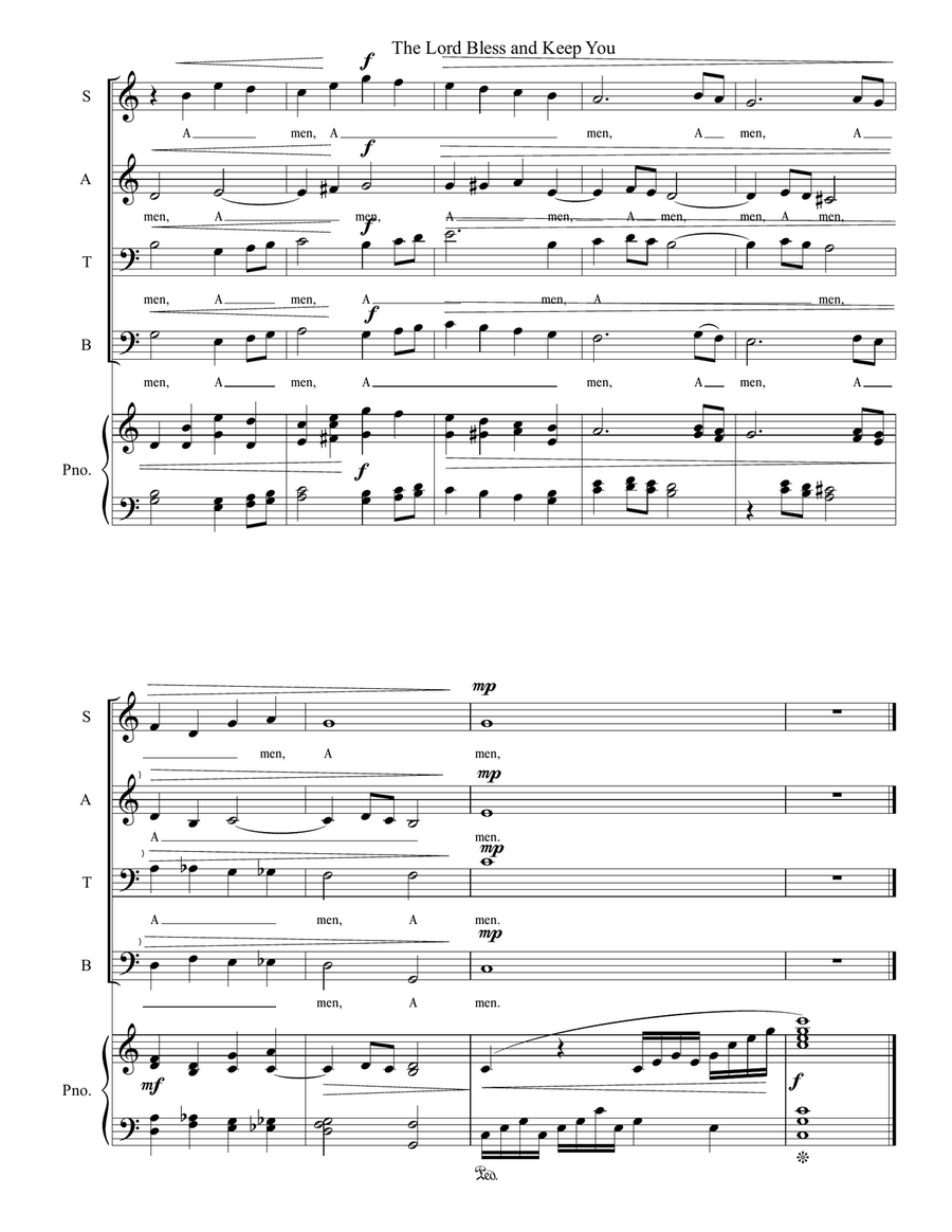 The Lord Bless You and Keep You 4-Part scores gallery preview page 4