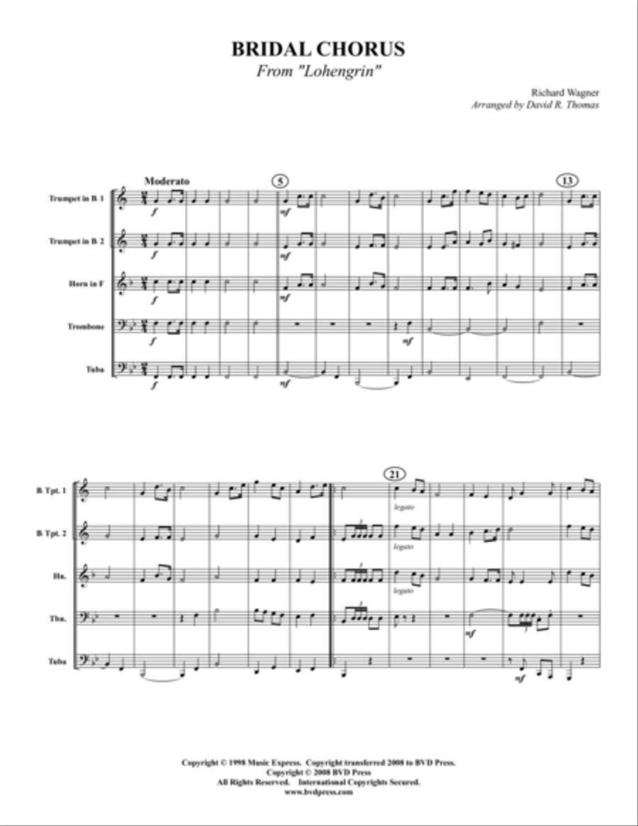 Wedding Music Wedding Music Brass Quintet scores gallery preview page 1