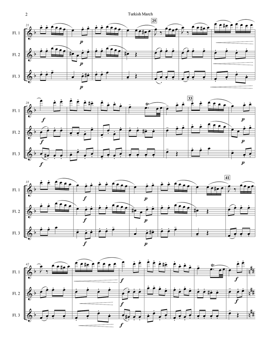 Turkish March for Flute Trio Flute Trio scores gallery preview page 2