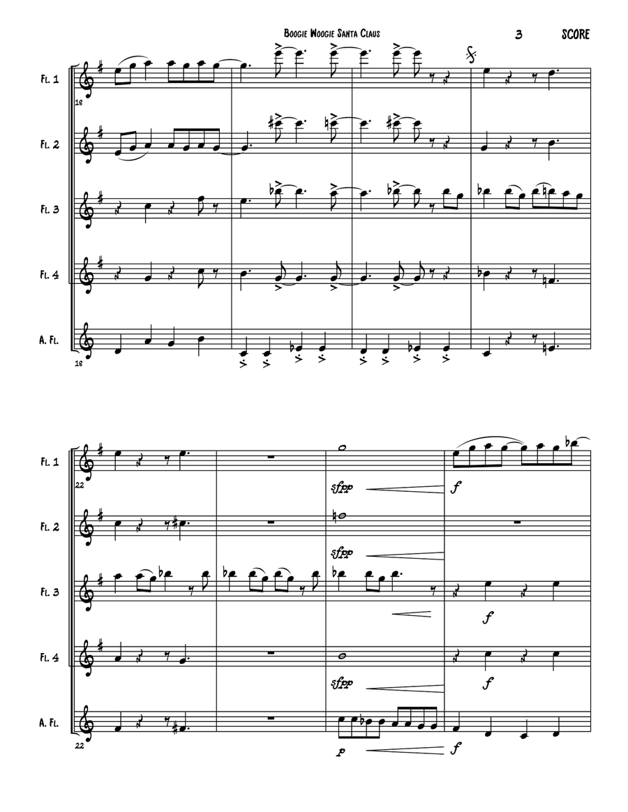 Boogie Woogie Santa Claus Woodwind Ensemble scores gallery preview page 4