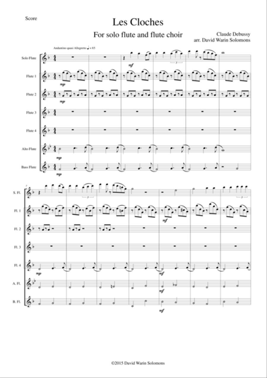 Les Cloches for flute solo and flute choir Flute Choir scores gallery preview page 1