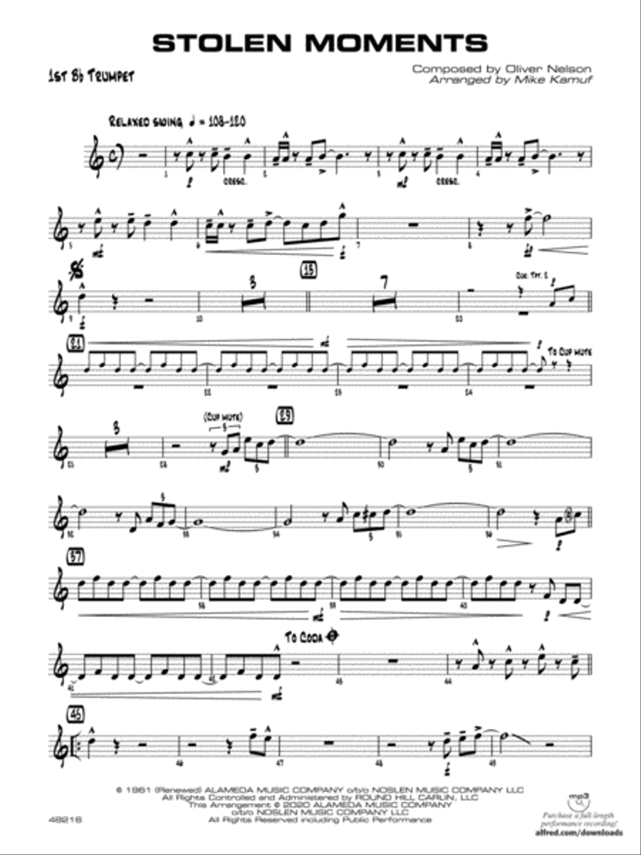 Stolen Moments: 1st B-flat Trumpet Jazz Ensemble scores gallery preview page 1