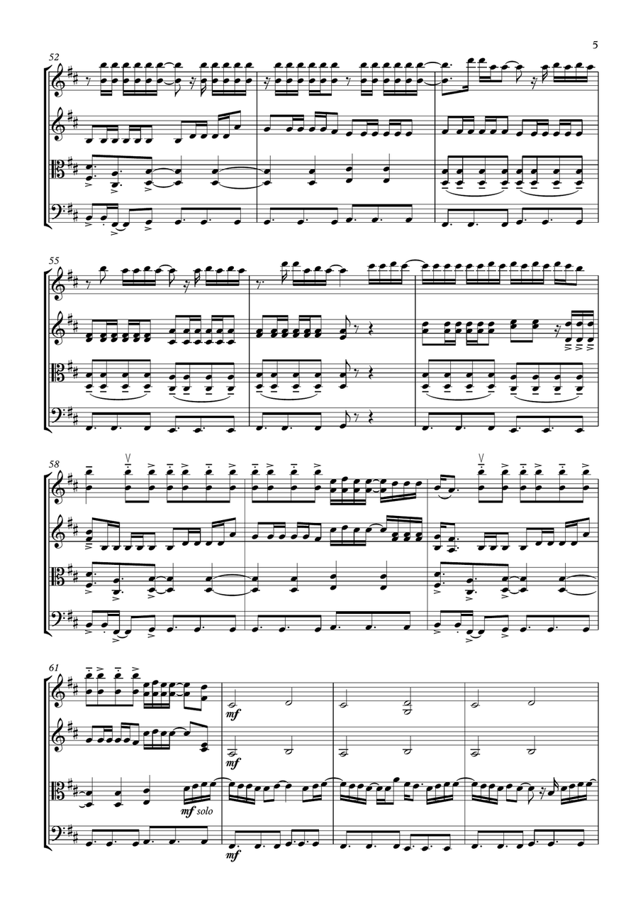 All Of The Lights String Quartet scores gallery preview page 5