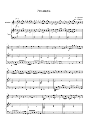 Passacaglia, Handel-Halvorsen, For Clarinet & Piano