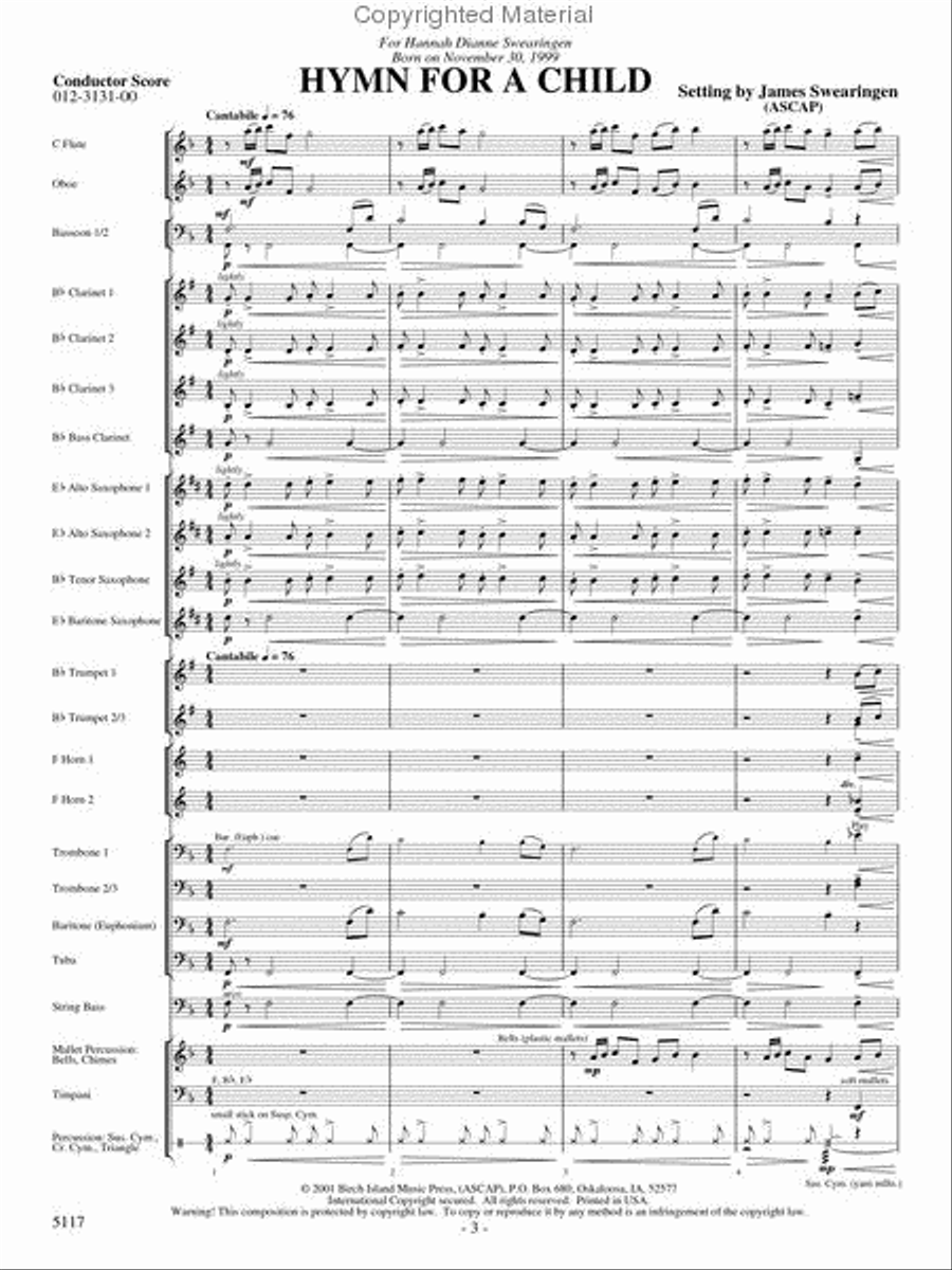 Hymn for a Child Concert Band scores gallery preview page 2