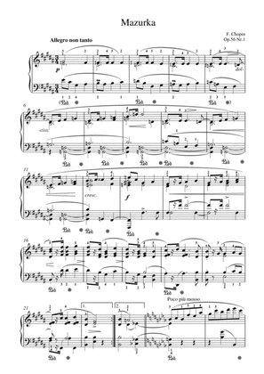 Chopin - Mazurka Op. 56 No.1 for piano solo