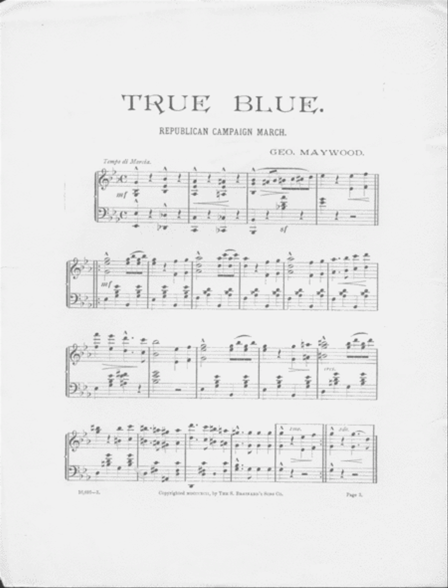 True Blue! Republican Campaign March Piano Solo scores gallery preview page 2