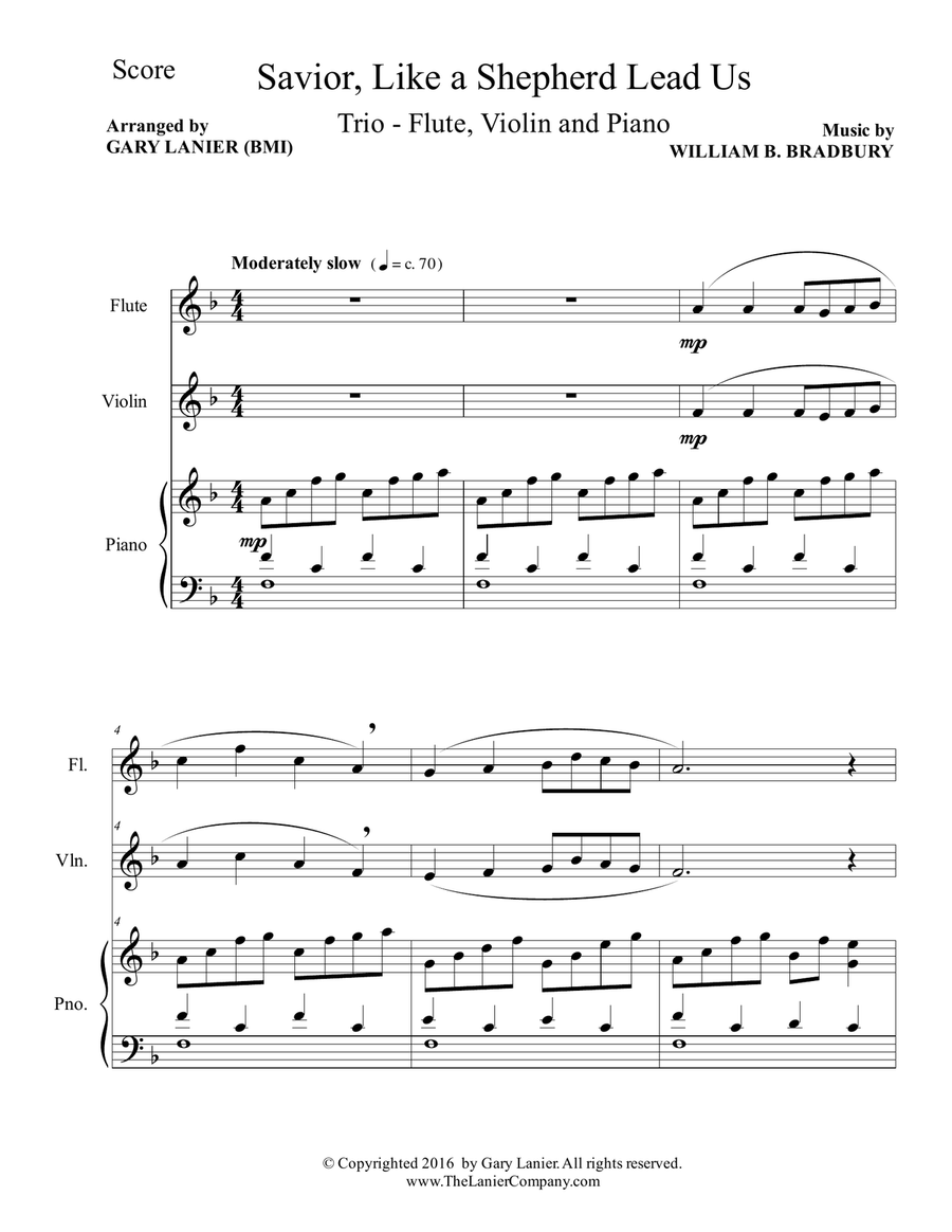 SAVIOR, LIKE A SHEPHERD LEAD US (Trio – Flute, Violin & Piano with Parts) Flute scores gallery preview page 2