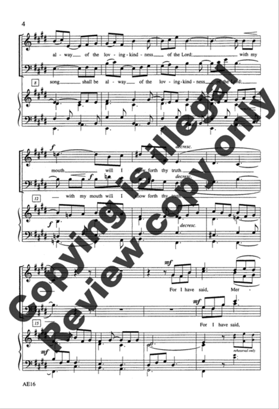 My Song Shall Be Always/Kindness of the Lord 4-Part scores gallery preview page 3