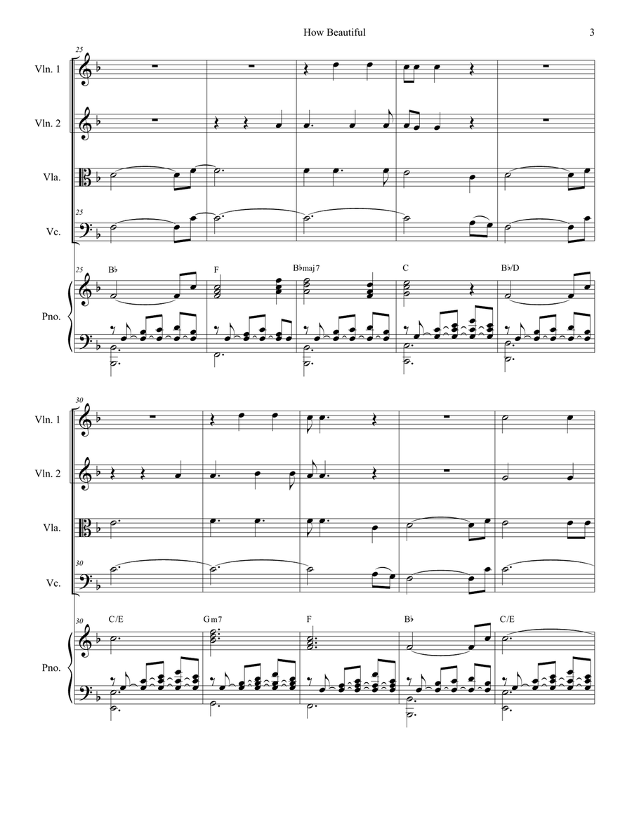 How Beautiful How Beautiful String Quartet scores gallery preview page 3