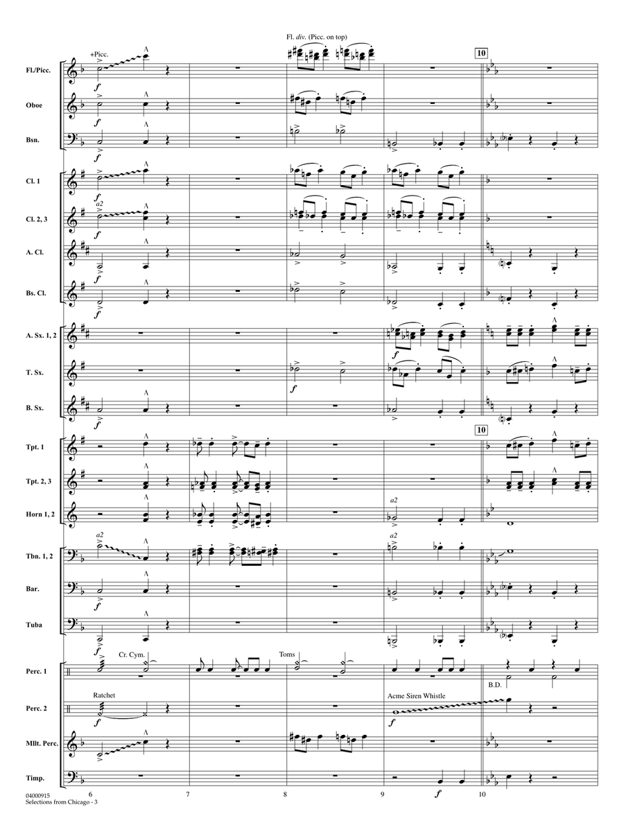 Selections from Chicago (arr. Ted Ricketts) - Full Score Concert Band scores gallery preview page 3