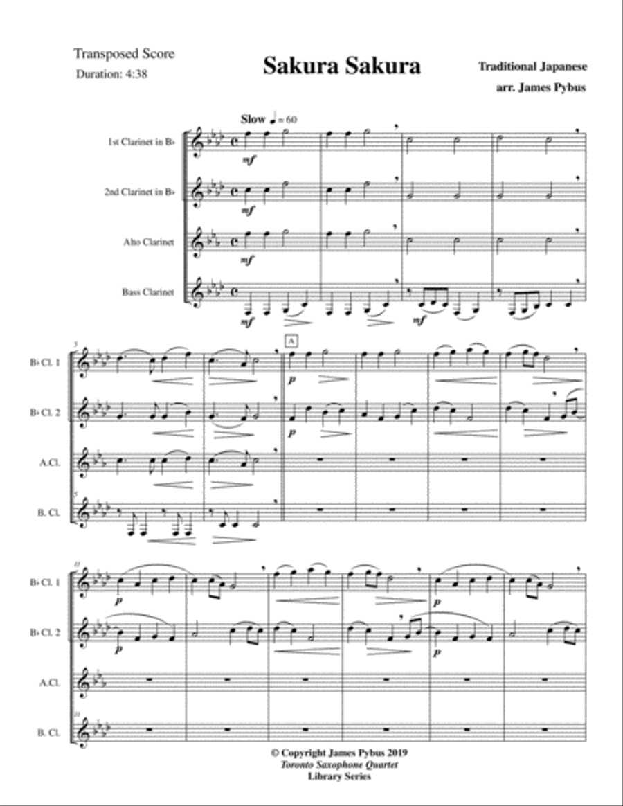 Sakura Sakura (clarinet quartet version) Clarinet Quartet scores gallery preview page 3
