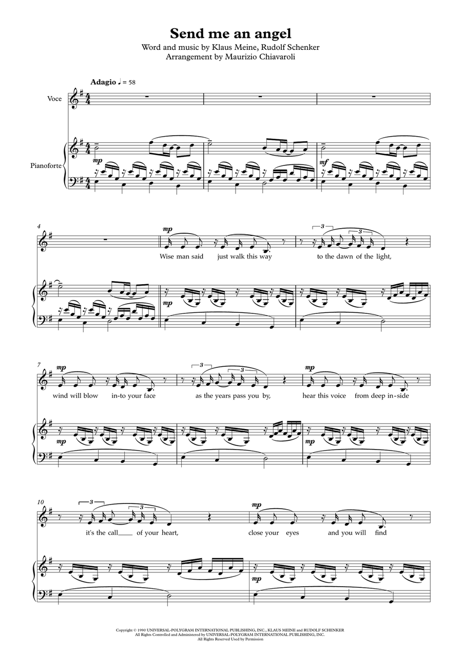 Send Me An Angel Piano, Vocal scores gallery preview page 1