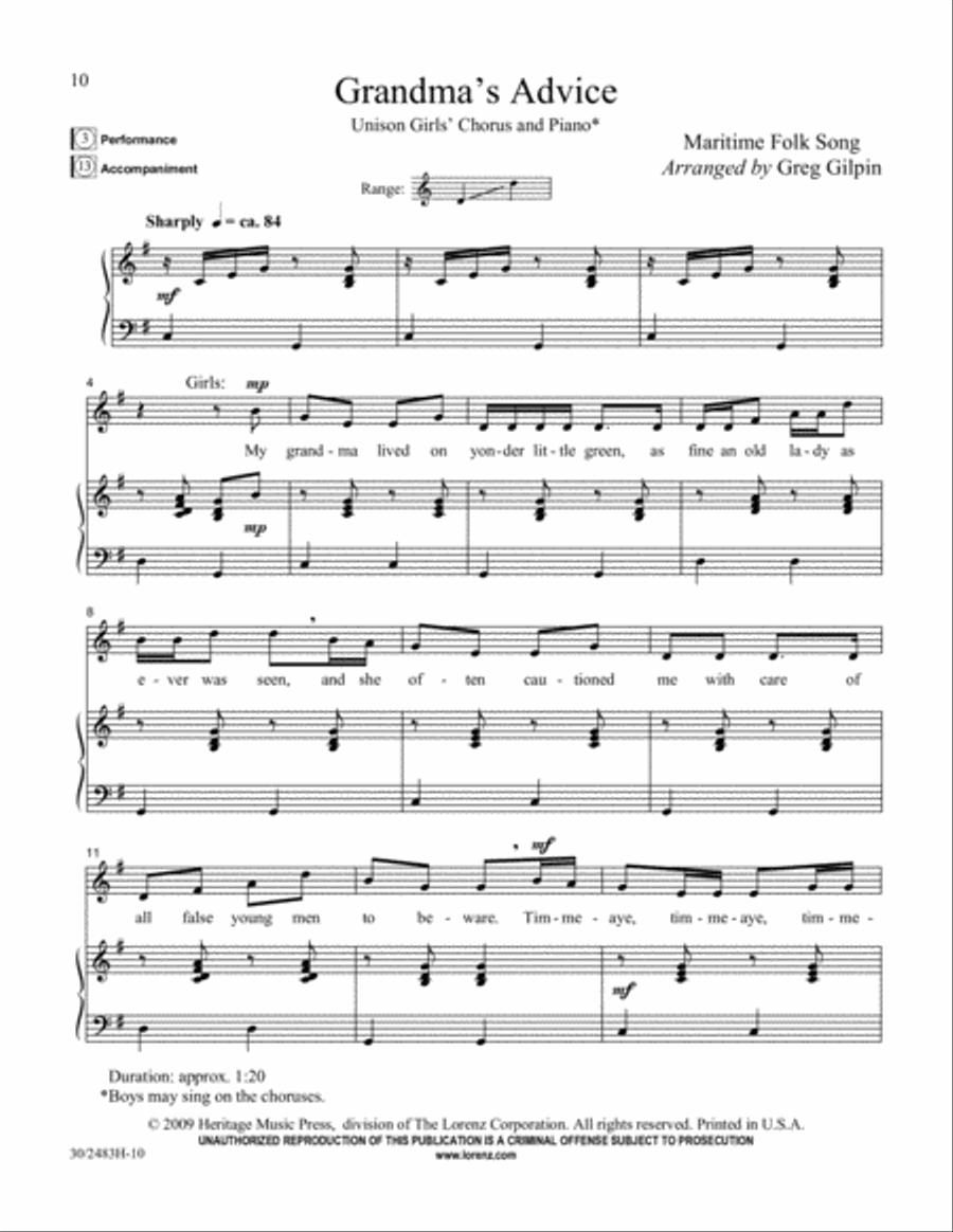 Friends to the North and Friends to the South Unison Choir scores gallery preview page 11
