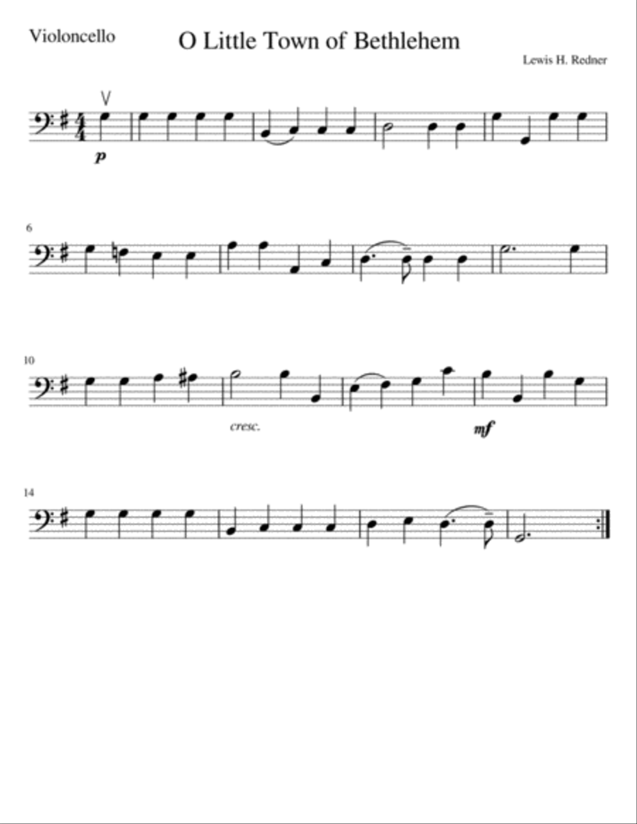 O Little Town of Bethlehem String Quartet scores gallery preview page 3