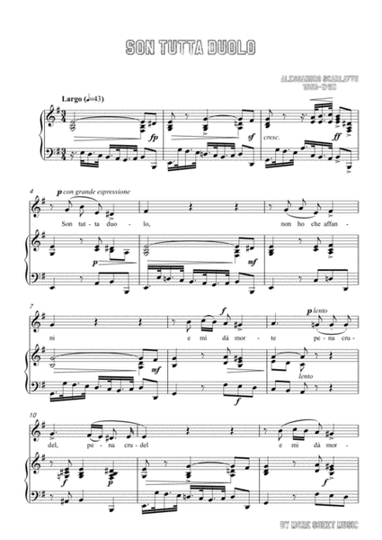 Scarlatti-Son Tutta Duolo in e minor,for Voice and Piano image number null