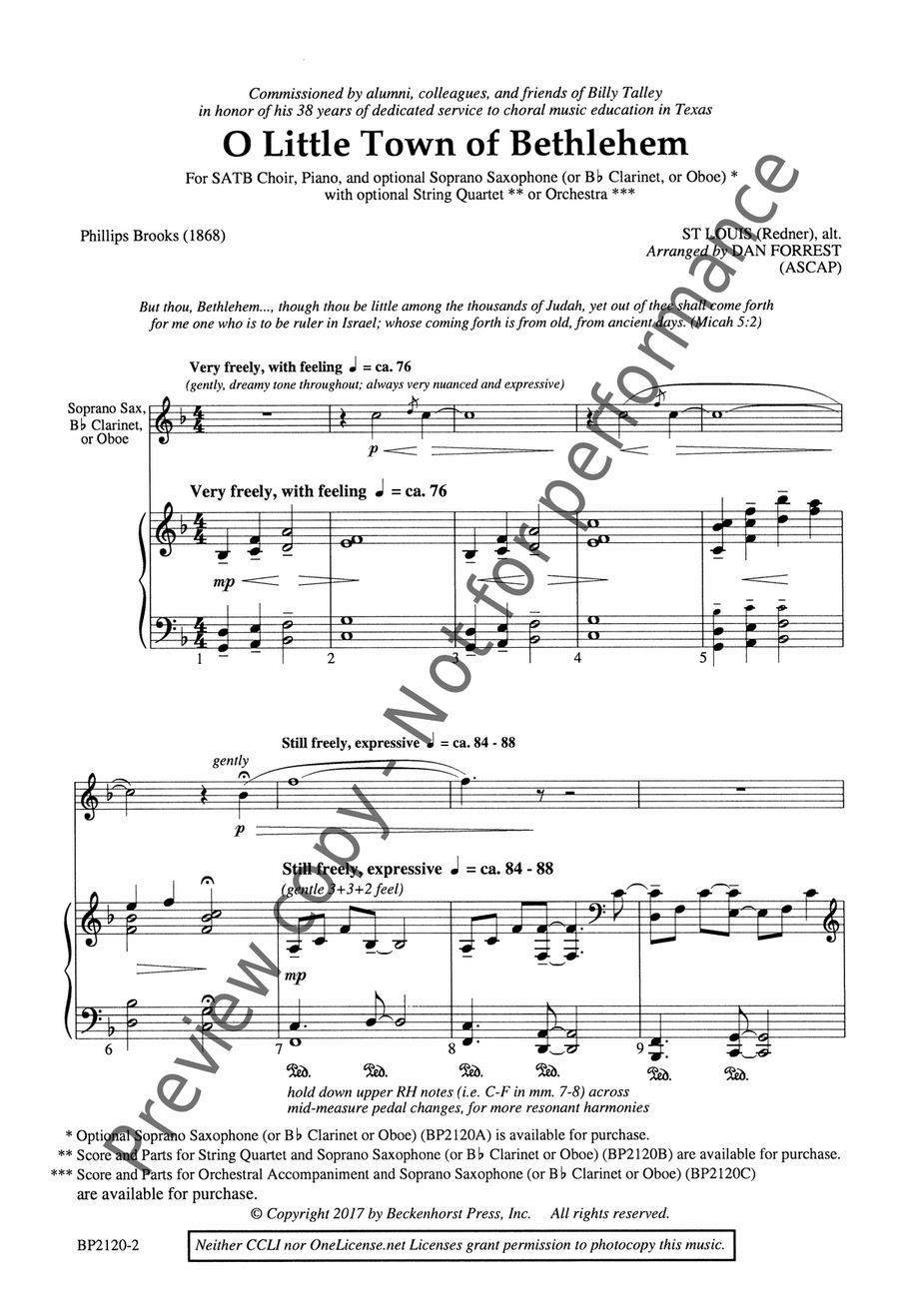 O Little Town of Bethlehem SATB - Forrest 4-Part scores gallery preview page 3