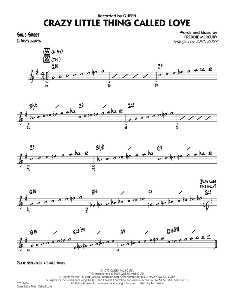 Crazy Little Thing Called Love - Eb Solo Sheet Jazz Ensemble scores gallery preview page 1